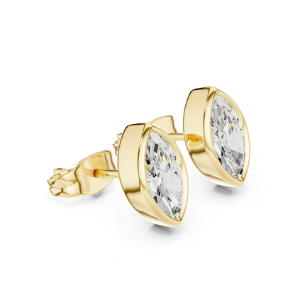 Marquise Cut Lab Grown Diamond Bezel Stud Earrings