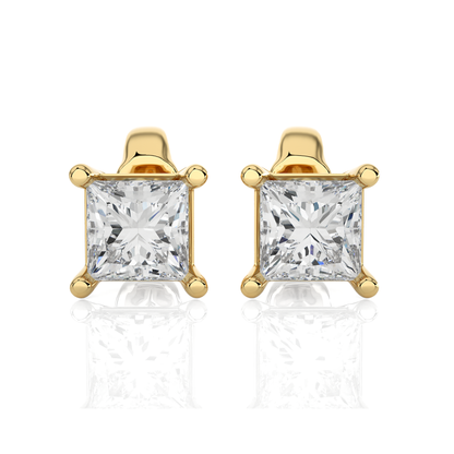 1 Carat Princess Cut Lab Grown Diamond Stud Earrings