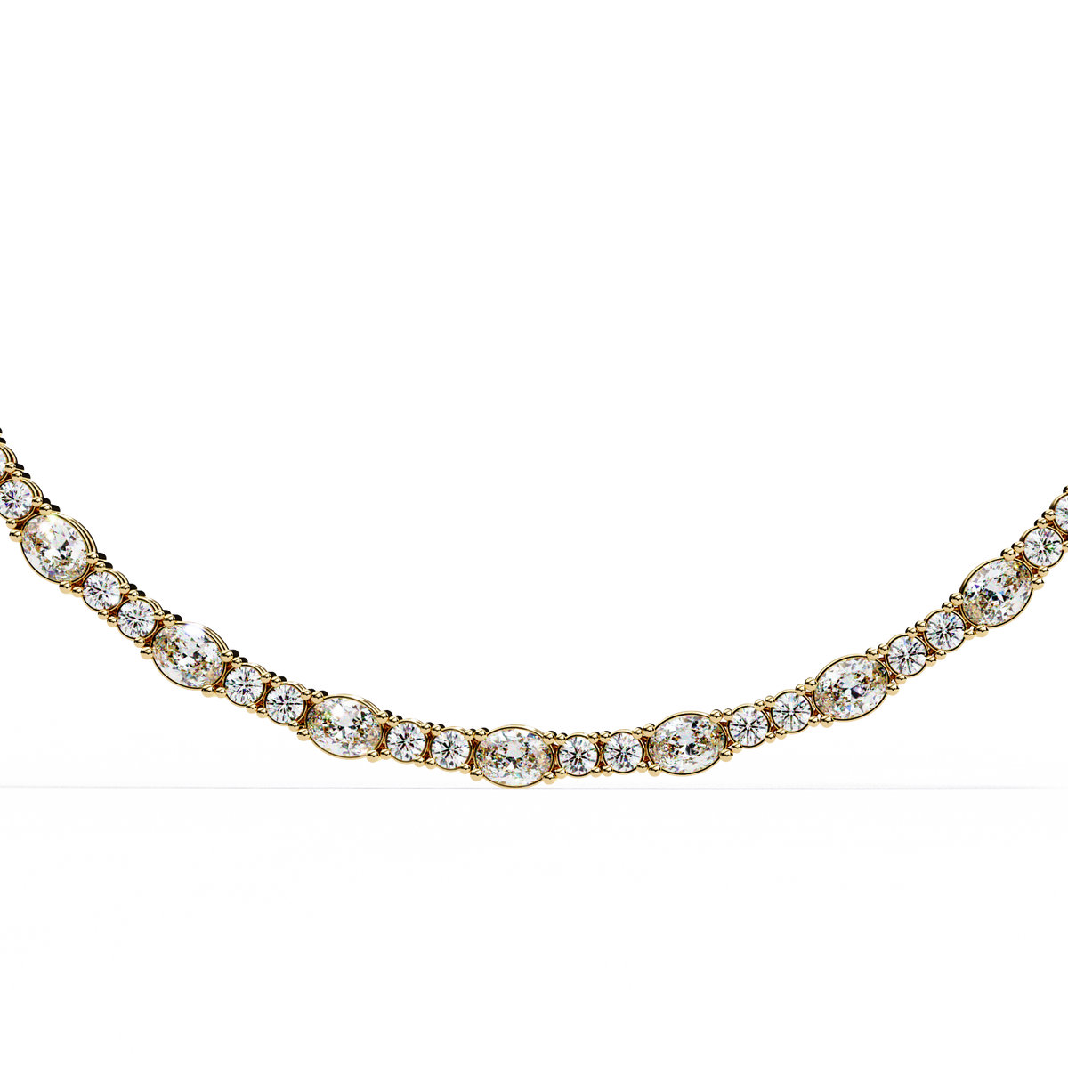 10k Solid Rose Gold Oval & Round Cut 7.35 Ct Lab Grown & Natural Minimalist Classic Diamond Necklace For Her - HIGHCARAT DIAMONDS