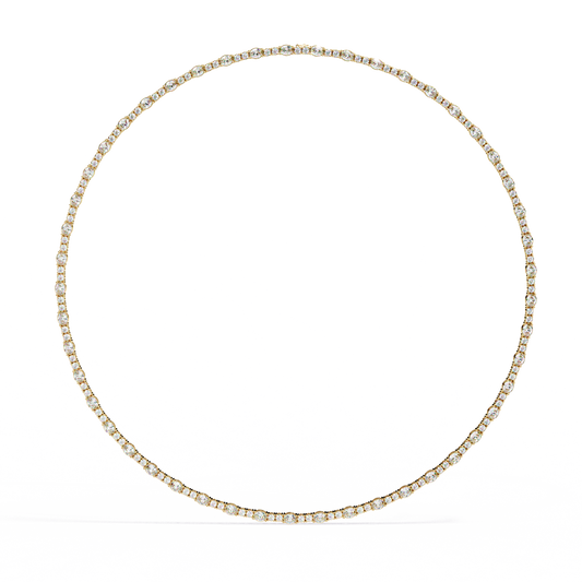 10k Solid Rose Gold Oval & Round Cut 7.35 Ct Lab Grown & Natural Minimalist Classic Diamond Necklace For Her - HIGHCARAT DIAMONDS