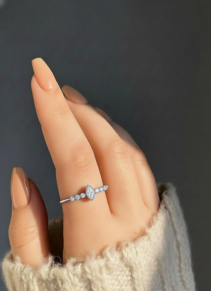 7 Stone Marquise & Round Cut Lab Grown Diamond Halo Ring - HIGHCARAT DIAMONDS #wearthelook