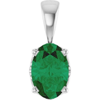 14K Rose Lab-Grown Emerald Pendant