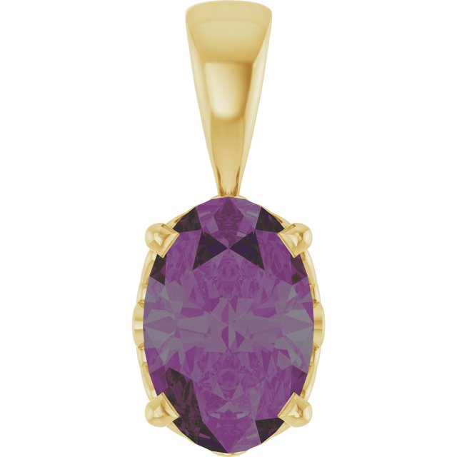 14K Yellow Lab-Grown Alexandrite Pendant