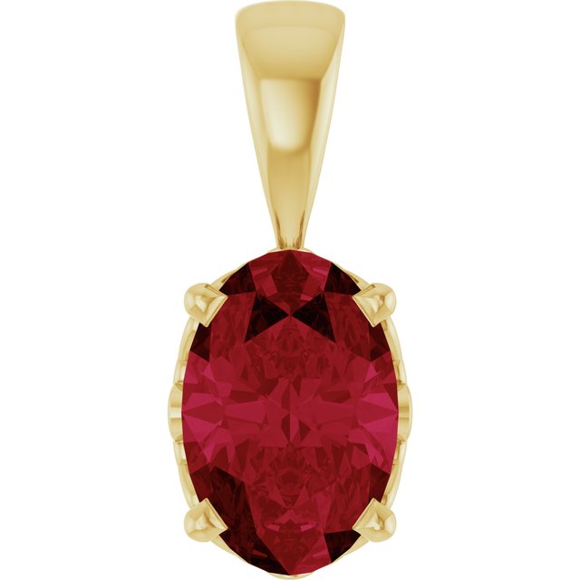 14K White Lab-Grown Ruby Pendant