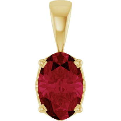 14K White Lab-Grown Ruby Pendant