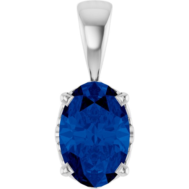 14K Yellow Lab-Grown Blue Sapphire Pendant