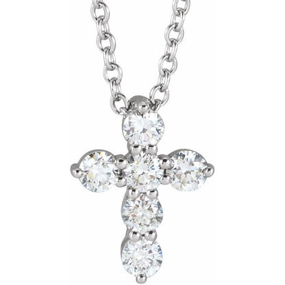 14K Yellow 1/4 CTW Lab-Grown Diamond Cross Pendant