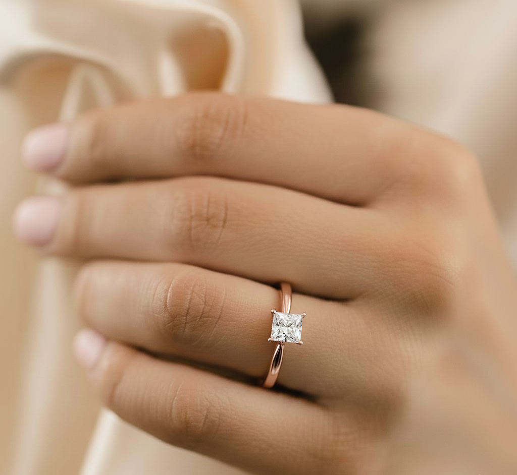 Princess Cut Lab Diamond Wedding Ring