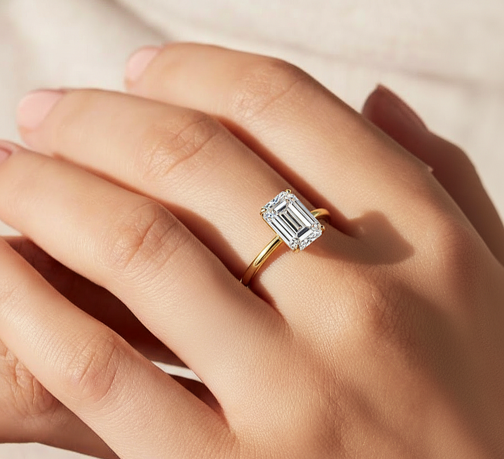 Lab Grown Emerald Cut Diamond Solitaire Ring