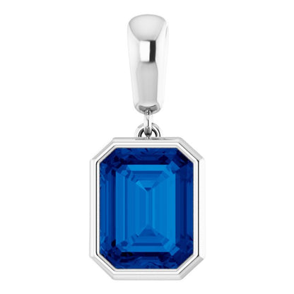 14K Rose Lab-Grown Blue Sapphire Pendant