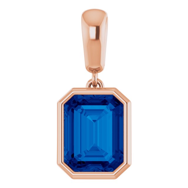14K Rose Lab-Grown Blue Sapphire Pendant