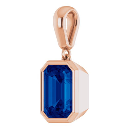 14K Rose Lab-Grown Blue Sapphire Pendant