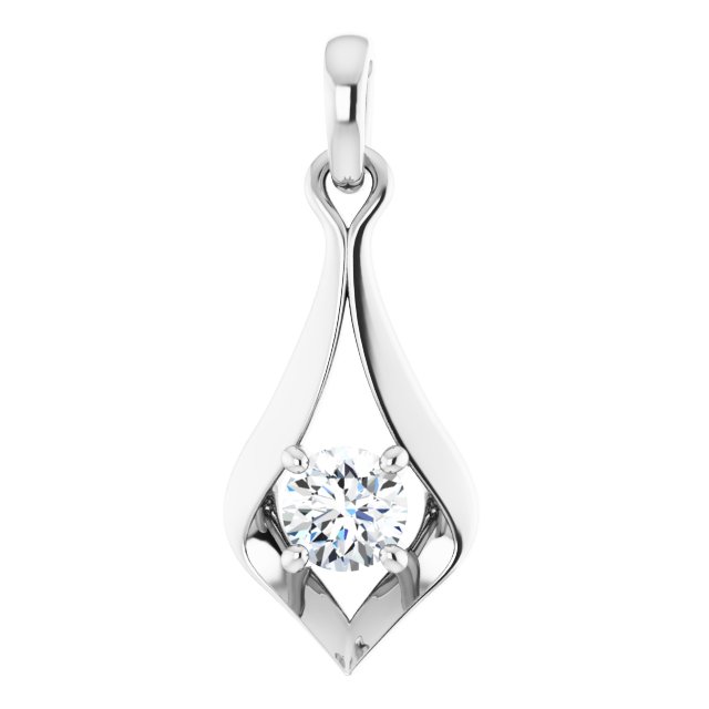 14K White 1/4 CTW Lab-Grown Diamond Pendant