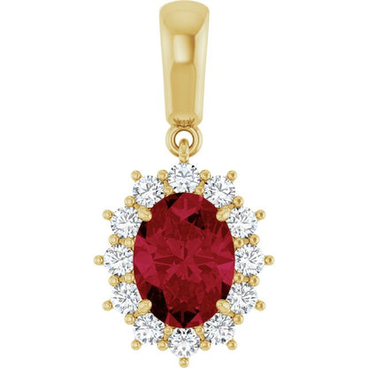 14K White Lab-Grown Ruby & 1/3 CTW Natural Diamond Pendant