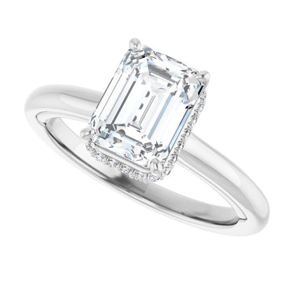 Emerald Cut Lab Diamond Hidden Halo Ring