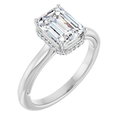 Emerald Cut Lab Diamond Hidden Halo Ring