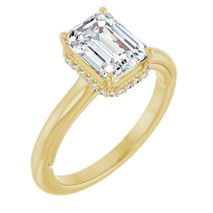 Emerald Cut Lab Diamond Hidden Halo Ring
