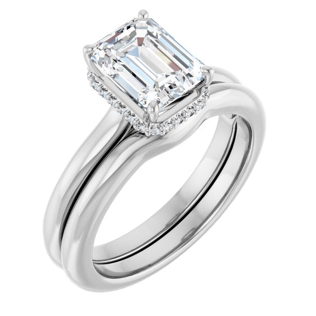 Emerald Cut Lab Diamond Hidden Halo Ring