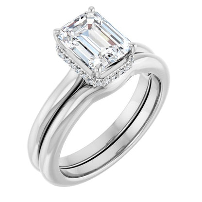 Emerald Cut Lab Diamond Hidden Halo Ring