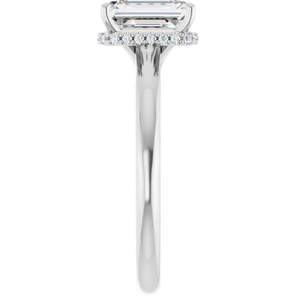 Emerald Cut Lab Diamond Hidden Halo Ring