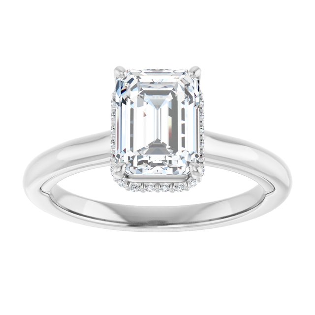 Emerald Cut Lab Diamond Hidden Halo Ring