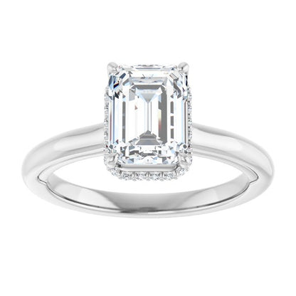 Emerald Cut Lab Diamond Hidden Halo Ring