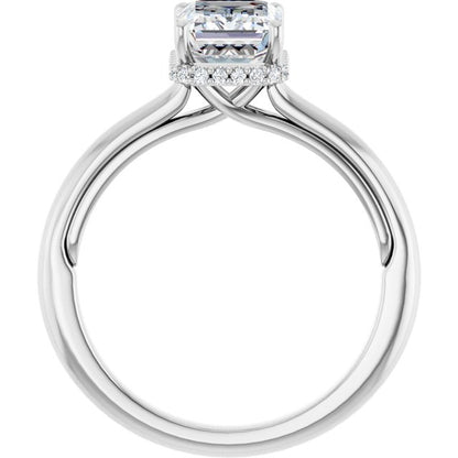 Emerald Cut Lab Diamond Hidden Halo Ring