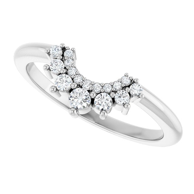 14K White 1/6 CTW Lab-Grown Diamond Contour Band
