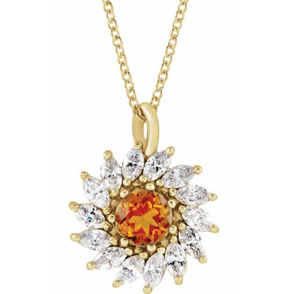 14K Yellow Lab-Grown Alexandrite & 5/8 CTW Natural Diamond Halo-Style Pendant