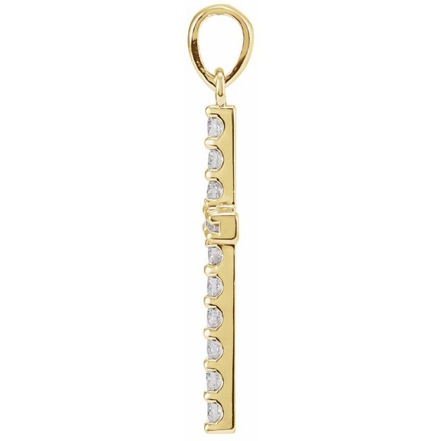 14K Yellow 1/8 CTW Lab-Grown Diamond Cross Pendant