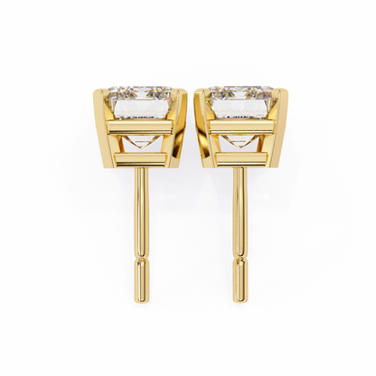 2.39Ct Emerald Cut High Quality Lab Grown Diamond Unique Delicate Solitaire Vintage Screw Back Stud Daily Wear Earring