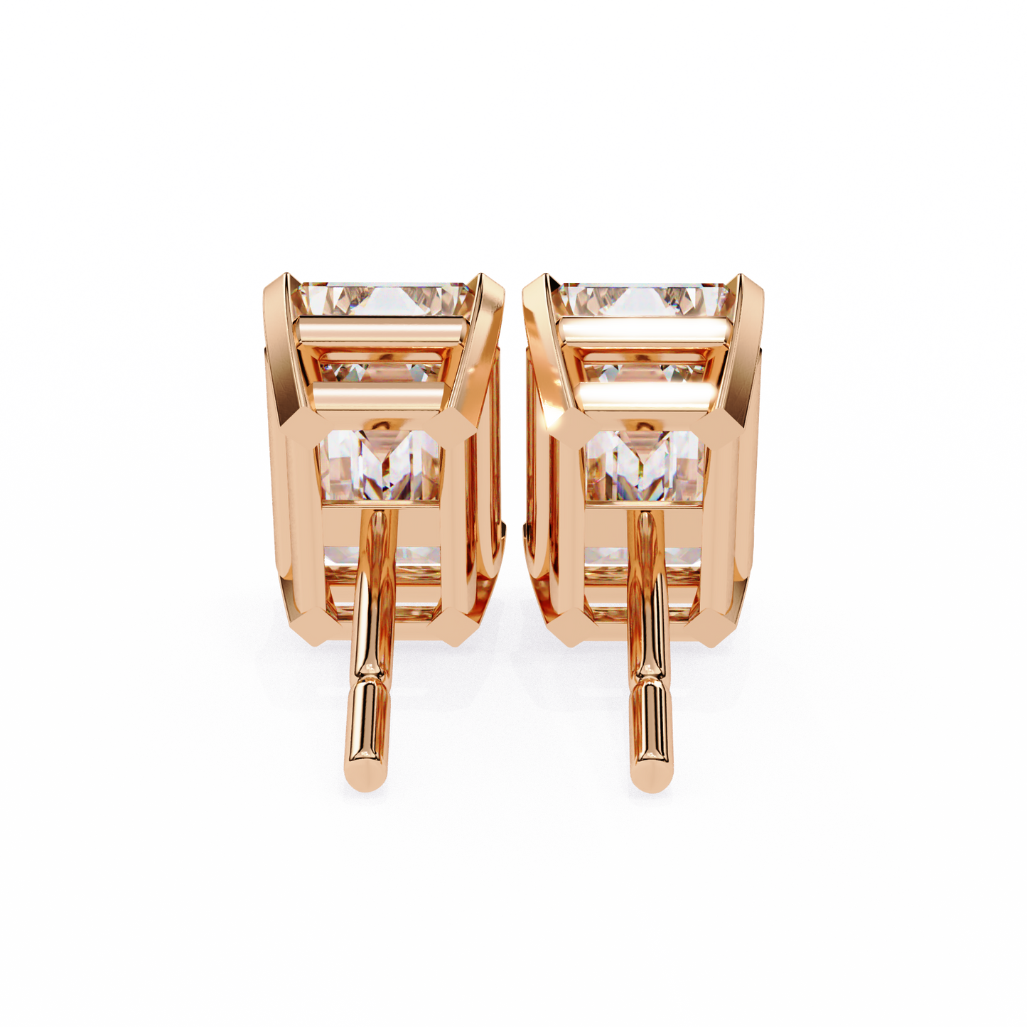 2.39Ct Emerald Cut High Quality Lab Grown Diamond Unique Delicate Solitaire Vintage Screw Back Stud Daily Wear Earring