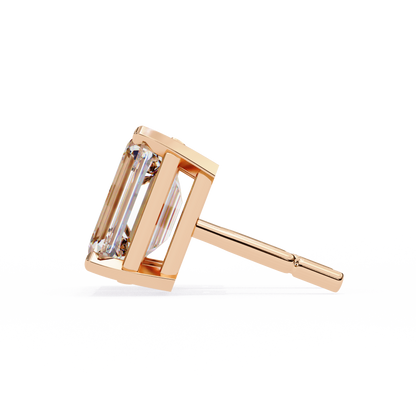 2.39Ct Emerald Cut High Quality Lab Grown Diamond Unique Delicate Solitaire Vintage Screw Back Stud Daily Wear Earring