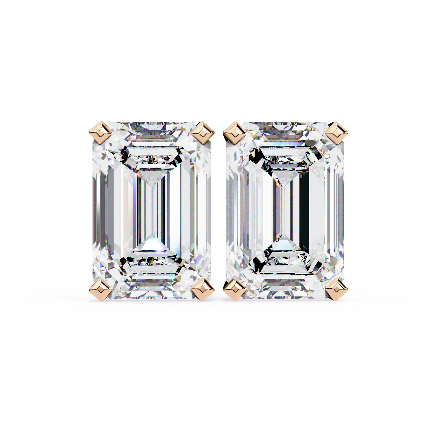 2.39Ct Emerald Cut High Quality Lab Grown Diamond Unique Delicate Solitaire Vintage Screw Back Stud Daily Wear Earring