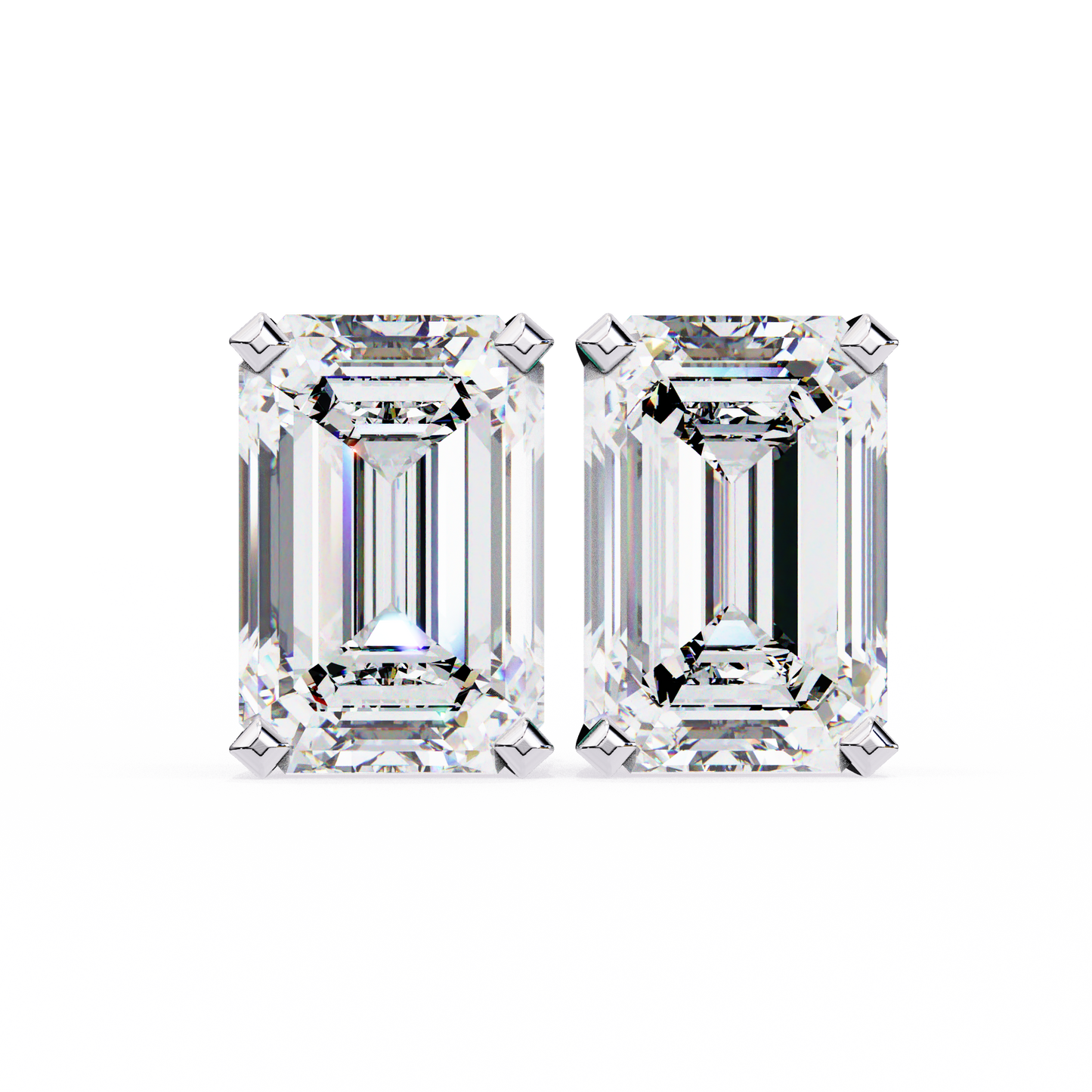 2.39Ct Emerald Cut High Quality Lab Grown Diamond Unique Delicate Solitaire Vintage Screw Back Stud Daily Wear Earring