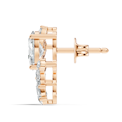 Oval and Pear Cut Lab Grown Diamond Unique Prong Stud Earring