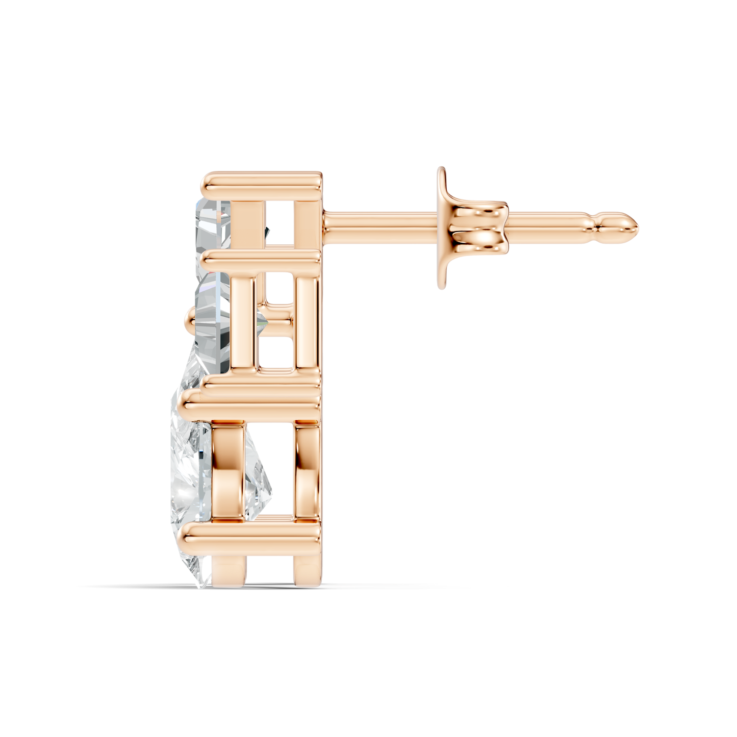 Triangle & Pear Lab Grown Diamond Vinatge Stud Earring