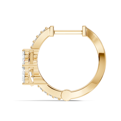 Pear and Round Cut Lab Grown Diamond Hinged Hoop Earring