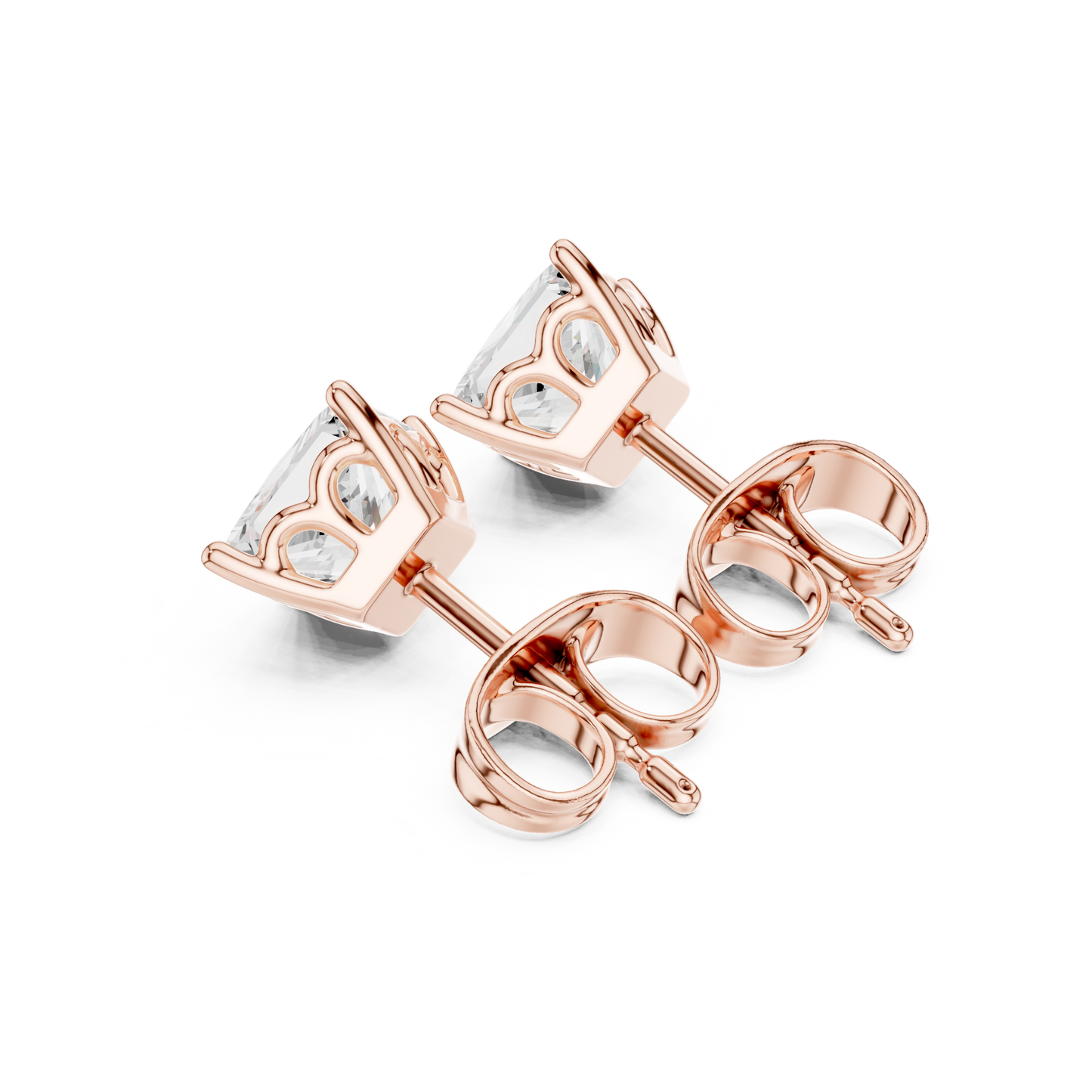 Princess Lab Grown Solitaire Prong Set Diamond Stud Earring