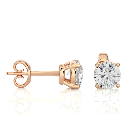 14K White Gold Round Solitaire Stud Earrings