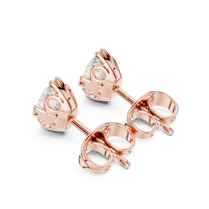 Oval Lab Grown Diamond Solitaire Rose Gold Stud Earring