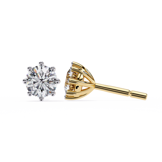 8 Prong Set 2.57Ct Round Cut High Quality Lab Grown Diamond Antique Push Back Daily Wear Stud Earring For Her - HIGHCARAT DIAMONDS