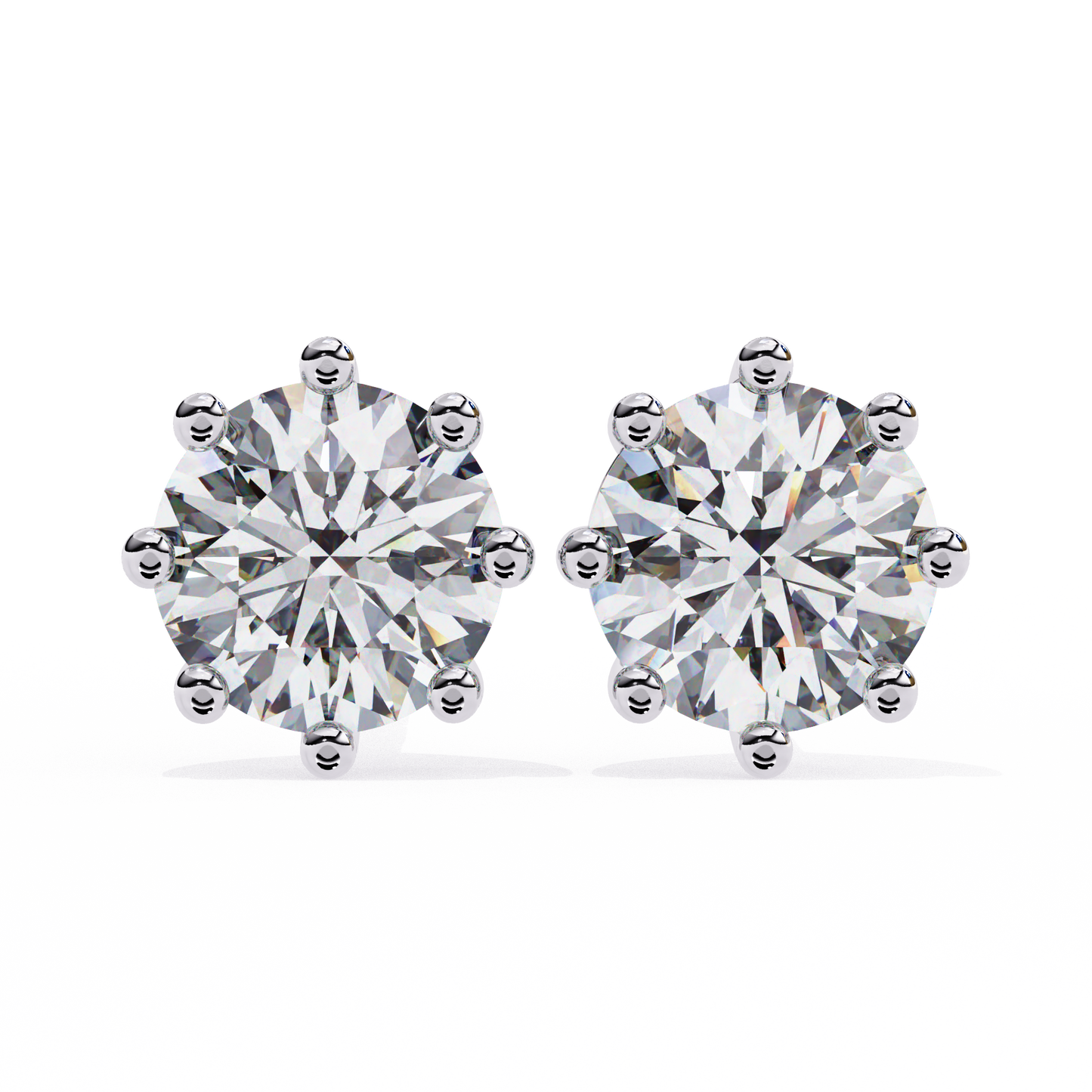 8 Prong Set 2.57Ct Round Cut High Quality Lab Grown Diamond Antique Push Back Daily Wear Stud Earring For Her - HIGHCARAT DIAMONDS