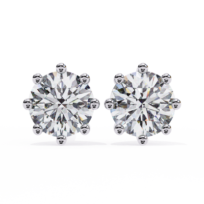 8 Prong Set 2.57Ct Round Cut High Quality Lab Grown Diamond Antique Push Back Daily Wear Stud Earring For Her - HIGHCARAT DIAMONDS