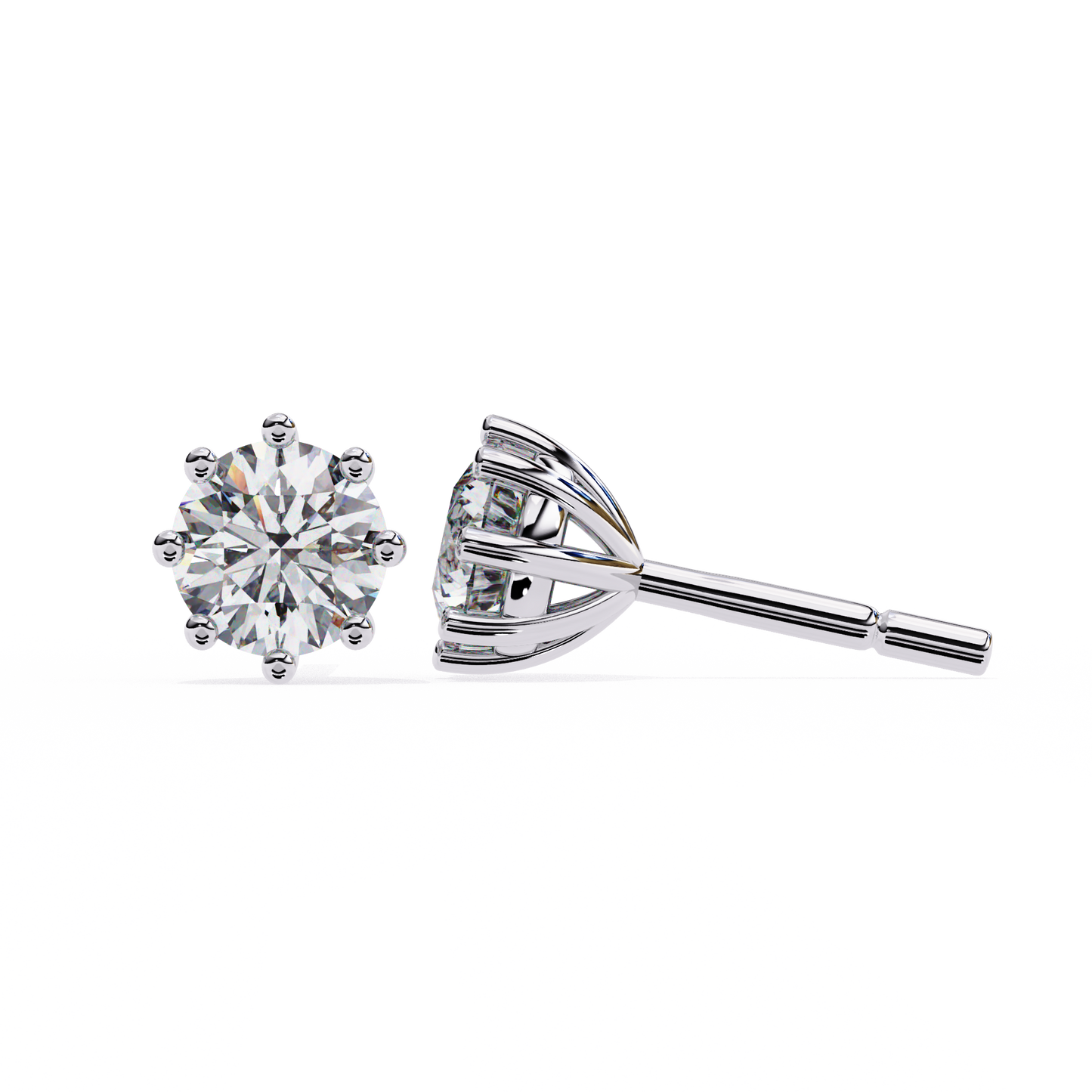 8 Prong Set 2.57Ct Round Cut High Quality Lab Grown Diamond Antique Push Back Daily Wear Stud Earring For Her - HIGHCARAT DIAMONDS