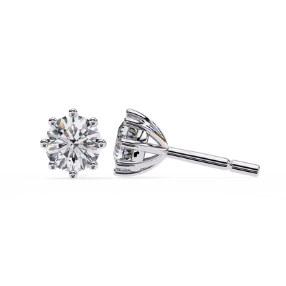 8 Prong Set 2.57Ct Round Cut High Quality Lab Grown Diamond Antique Push Back Daily Wear Stud Earring For Her - HIGHCARAT DIAMONDS