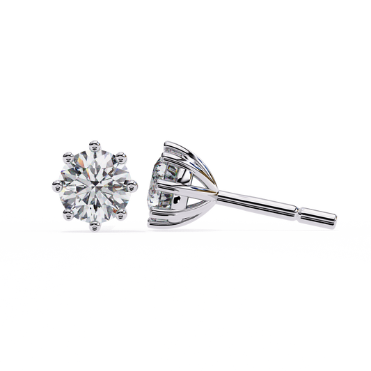 8 Prong Set 2.57Ct Round Cut High Quality Lab Grown Diamond Antique Push Back Daily Wear Stud Earring For Her - HIGHCARAT DIAMONDS