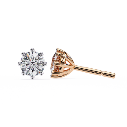 8 Prong Set 2.57Ct Round Cut High Quality Lab Grown Diamond Antique Push Back Daily Wear Stud Earring For Her - HIGHCARAT DIAMONDS