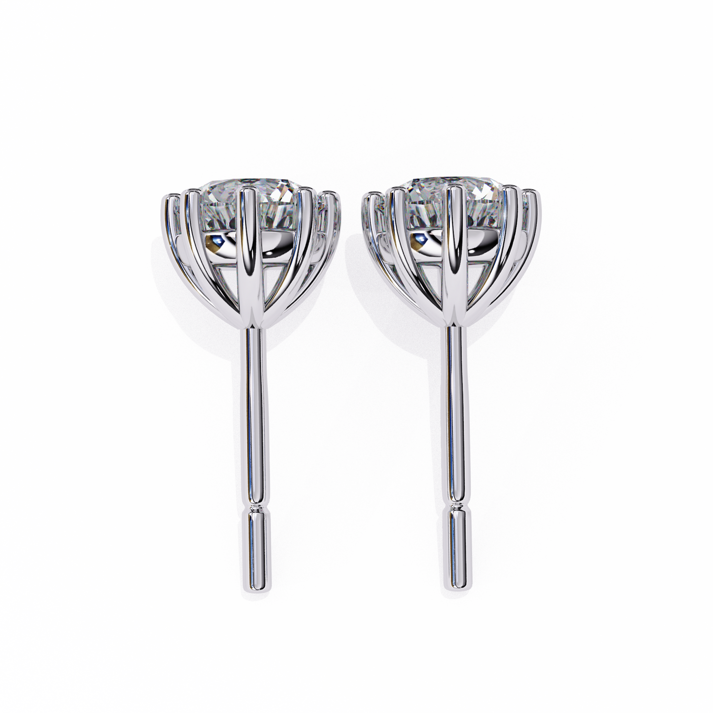 8 Prong Set 2.57Ct Round Cut High Quality Lab Grown Diamond Antique Push Back Daily Wear Stud Earring For Her - HIGHCARAT DIAMONDS