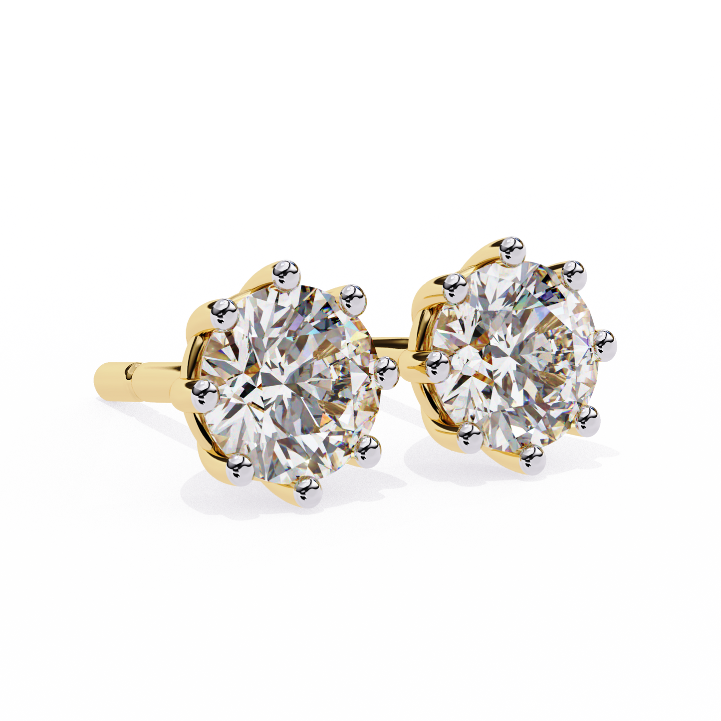 8 Prong Set 2.57Ct Round Cut High Quality Lab Grown Diamond Antique Push Back Daily Wear Stud Earring For Her - HIGHCARAT DIAMONDS
